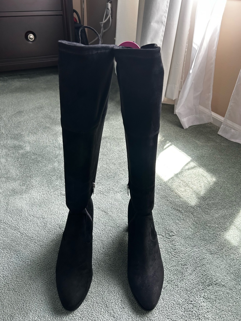 Marc Fisher Lupo Black Over-the-Knee Suede Like Boots In Great Condition Size 8